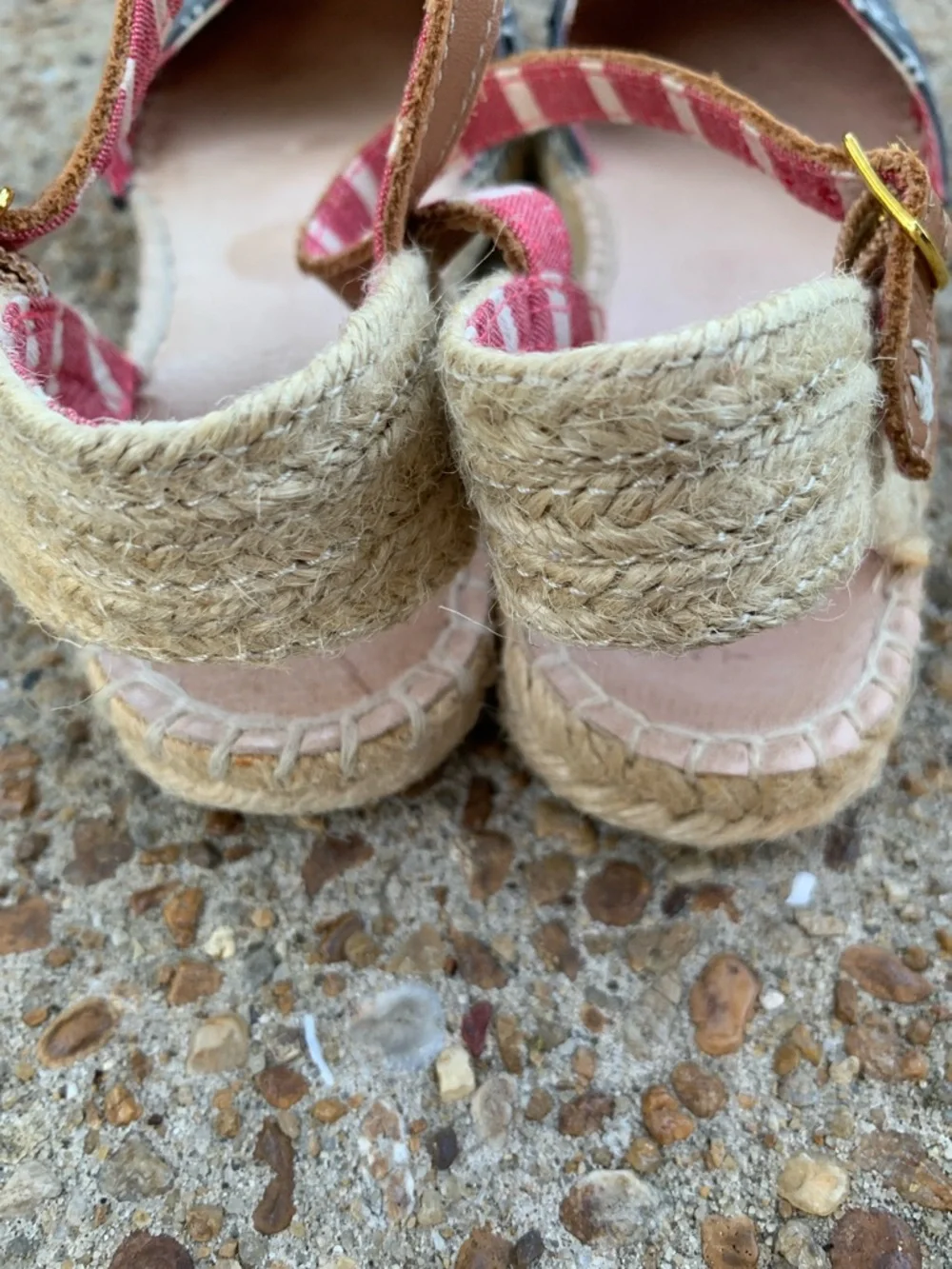 Sperry Navy Anchor Espadrille Sandals with Tan Straps